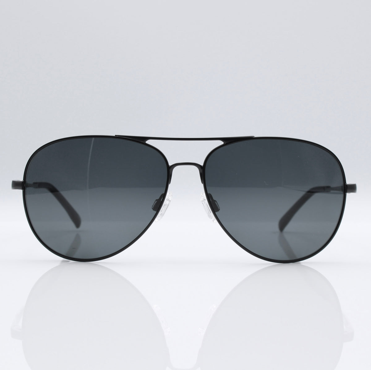 SR Performance Blackbird Aviator sunglasses in Matte Stealth Black with gray CEVART polycarbonate lenses, front product view.