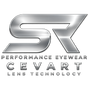 A metallic silver 'SR' logo with the text 'PERFORMANCE EYEWEAR', 'CEVART', and 'LENS TECHNOLOGY'.